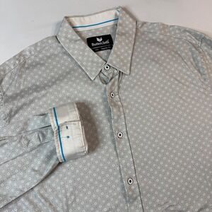 Buttercloth Button Down Shirt Mens 3XL Gray‎ Geometric Floral Print Regular Fit